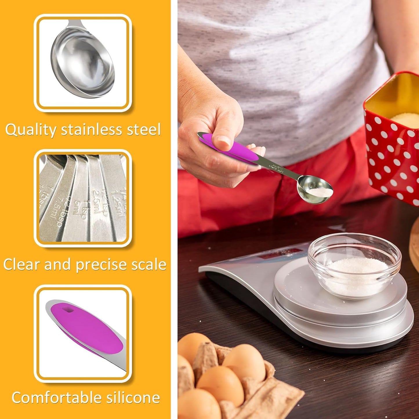 1PCS 1/2 Tbsp(1.5tsp, 1/4oz, 7.5ml) Single Measuring Spoon with Pink Silicone Grip, Stainless Steel Individual Measure Scoop Only