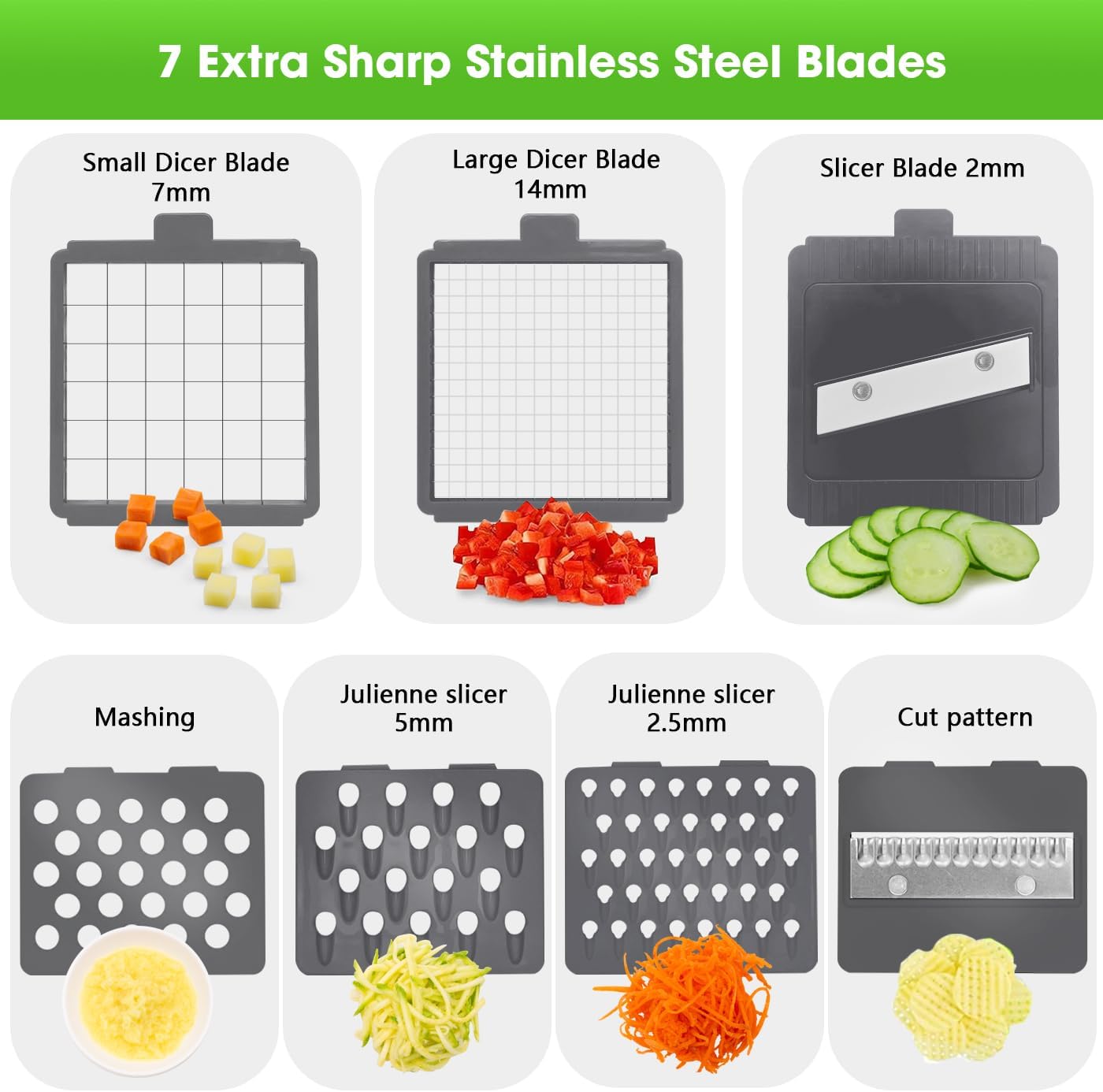 LHS Vegetable Chopper Multifunctional Food Chopper Onion Chopper Vegetable Slicer Dicer Cutter Potato Cutter Veggie Chopper with Container(10 in 1, Grey)