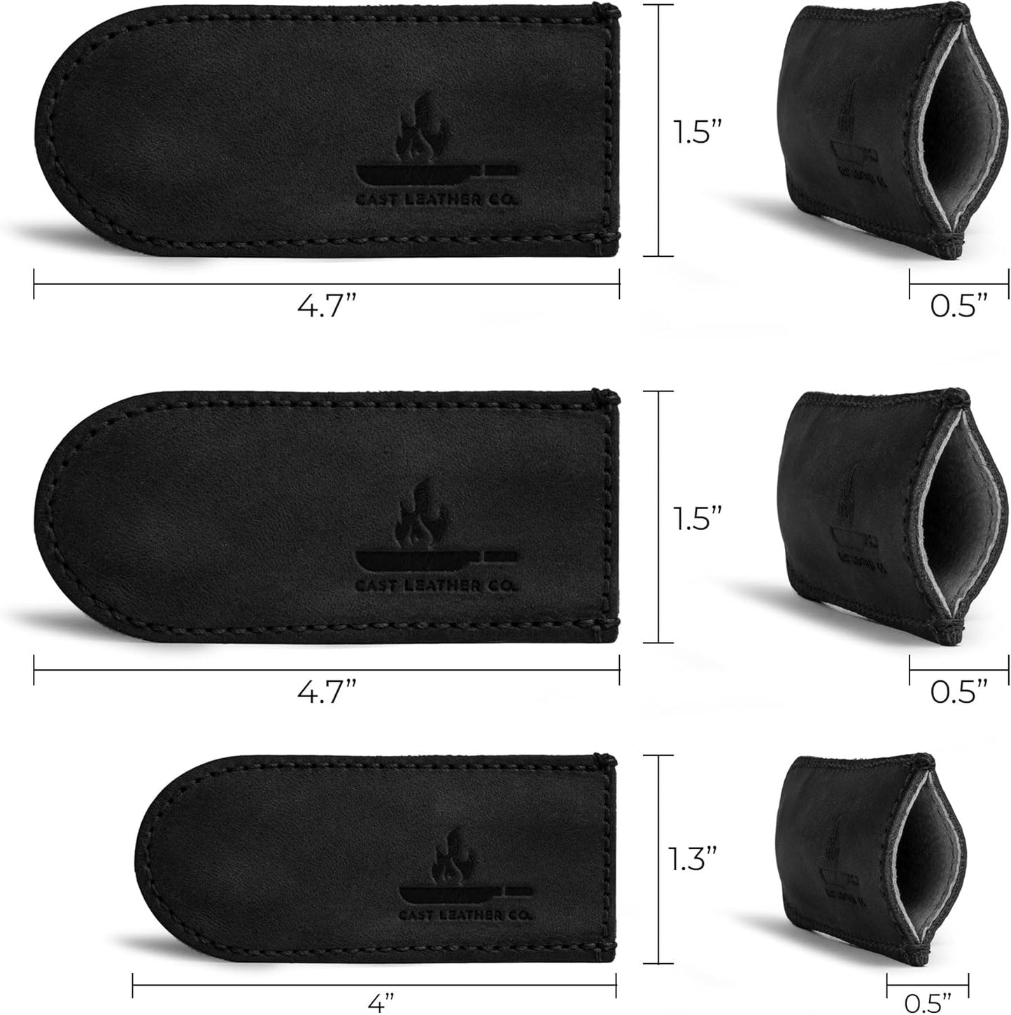 Leather Skillet Handle Cover for Cast Iron Skillets, Heat Resistant Pan Handle Covers (Charcoal Black)