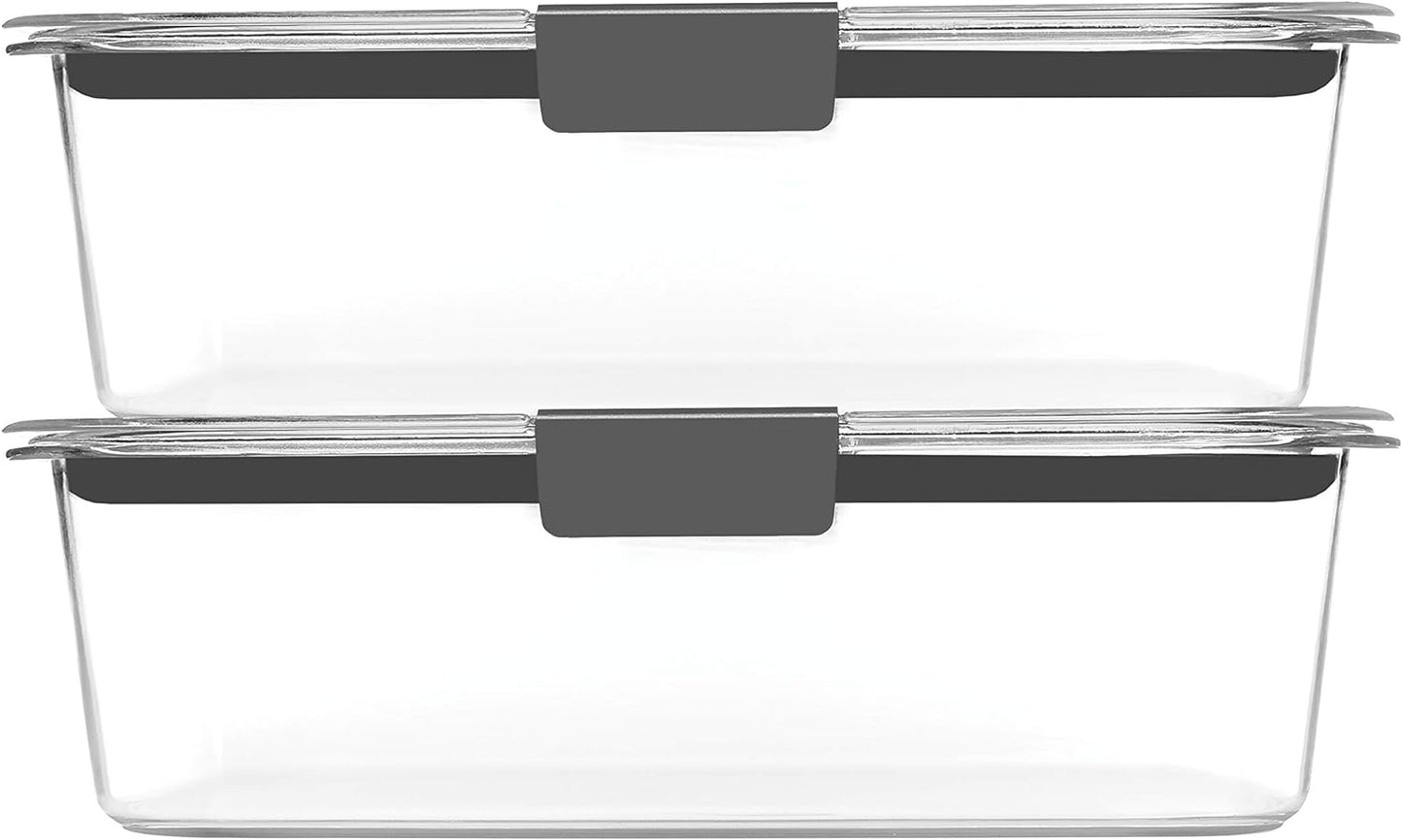 Rubbermaid Brilliance BPA-Free Food Storage Containers with Lids, Airtight Clear Set of 2 (9.6 Cup), Ideal for Lunch, Meal Prep, and Leftovers