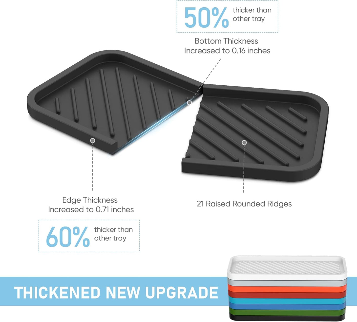 EG-SIPRO Silicone Sponge Holder,Large 10" Kitchen Sink Organizer Tray Kitchen Soap Tray Soap Sponge Holder for Bathroom Counter Sponge Caddy Dish Soap for Scrubber,Soap Dispenser,Scouring Pad