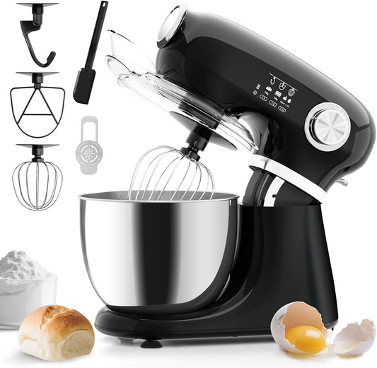 Stand Mixer With 12 Speed,5.3 Quart Electric Mixer With Tilt Head, Kitchen Mixer for Daily Use with Egg Whisk,Dough Hook,Flat Beater,BLACK