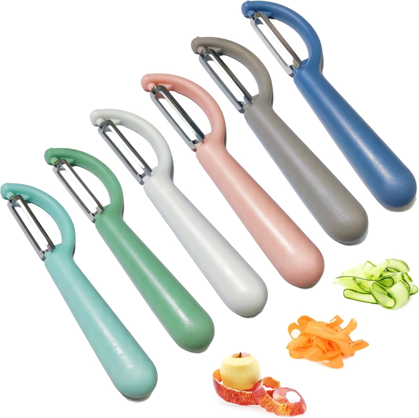 Trez Treamer 6-Piece Vegetable Peelers for Kitchen,Stainless Steel Apple Peeler Set for Veggie Carrot Fruit Zucchini Cucumber Peeler Sharp Potatoes & Potato Peeler Bulk with Non-Slip Handle (P)