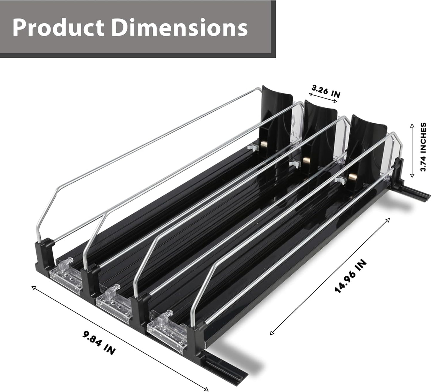 Upgraded Drink Organizer for Fridge – Adjustable Width Soda Can Organizer with Automatic Glide, Space-Saving Refrigerator Can Dispenser Holds Up to 25 Cans – Drink Holder for Fridge (3 Rows, Black)