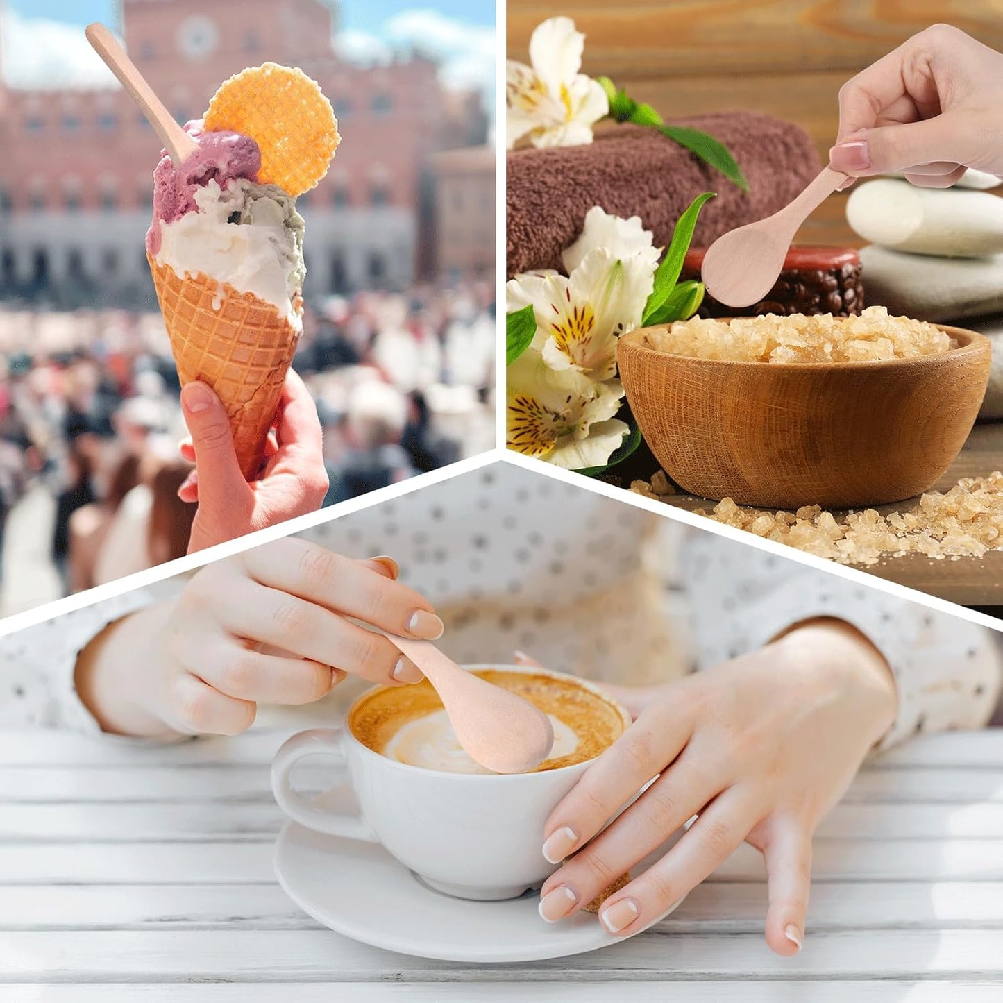 Boao 100 Pcs Small Wooden Spoons, 3.5'' L, Mini Wood Natural Tiny Spoons Wooden Little Teaspoons for Jars Sugar Creamer Honey Spices Salt Kitchen Supplies (Wood Color)