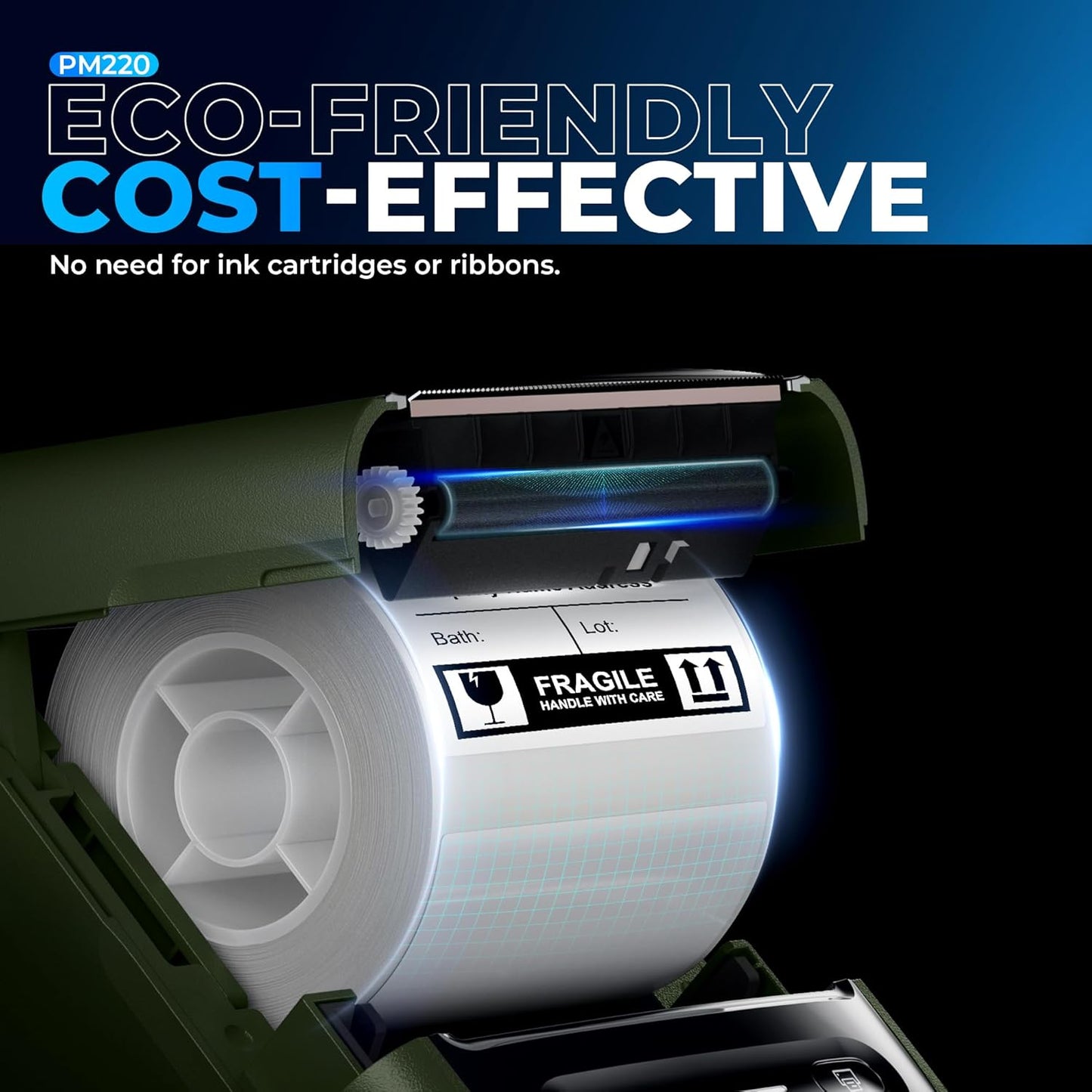 Nelko Label Maker Machine with Tape, PM220 Bluetooth Label Printer, 2 Inch Portable Thermal Printer for Small Business, Address, Logo, Clothing, Sticker Maker for Phones & PC, Deep Green