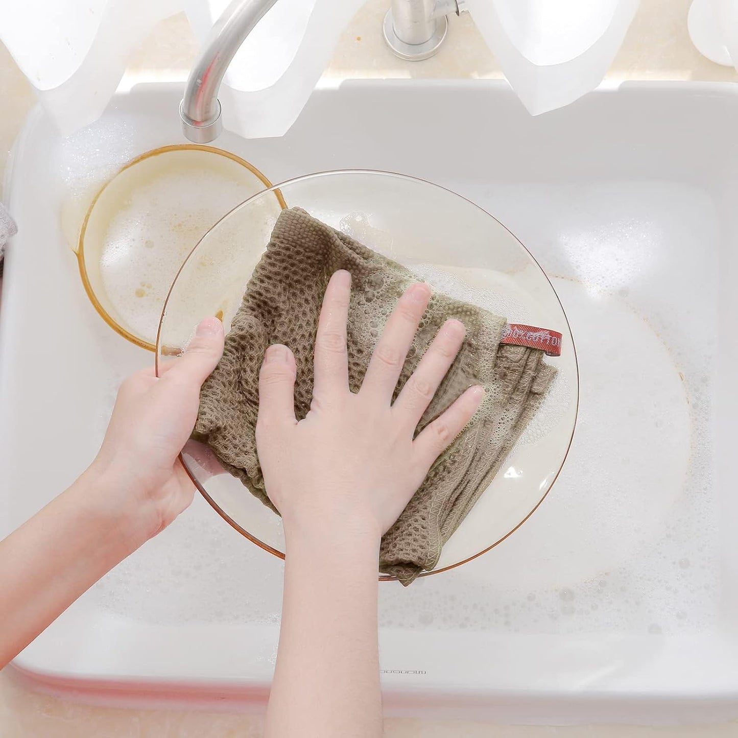 Homaxy 100% Cotton Waffle Weave Kitchen Dish Cloths, Ultra Soft Absorbent Quick Drying Dish Towels, 12 x 12 Inches, 12-Pack, Tan