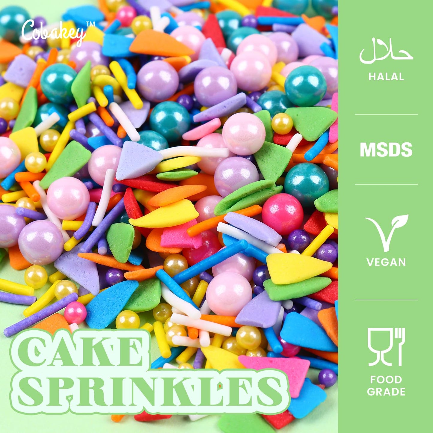 Rainbow Sprinkles for Cake Decorating 4.23ounce - Colored Pearl Sprinkles for Cupcake Toppers, Ice Cream, Candy, Cookie Decorations - Birthday & Holiday Party Supplies