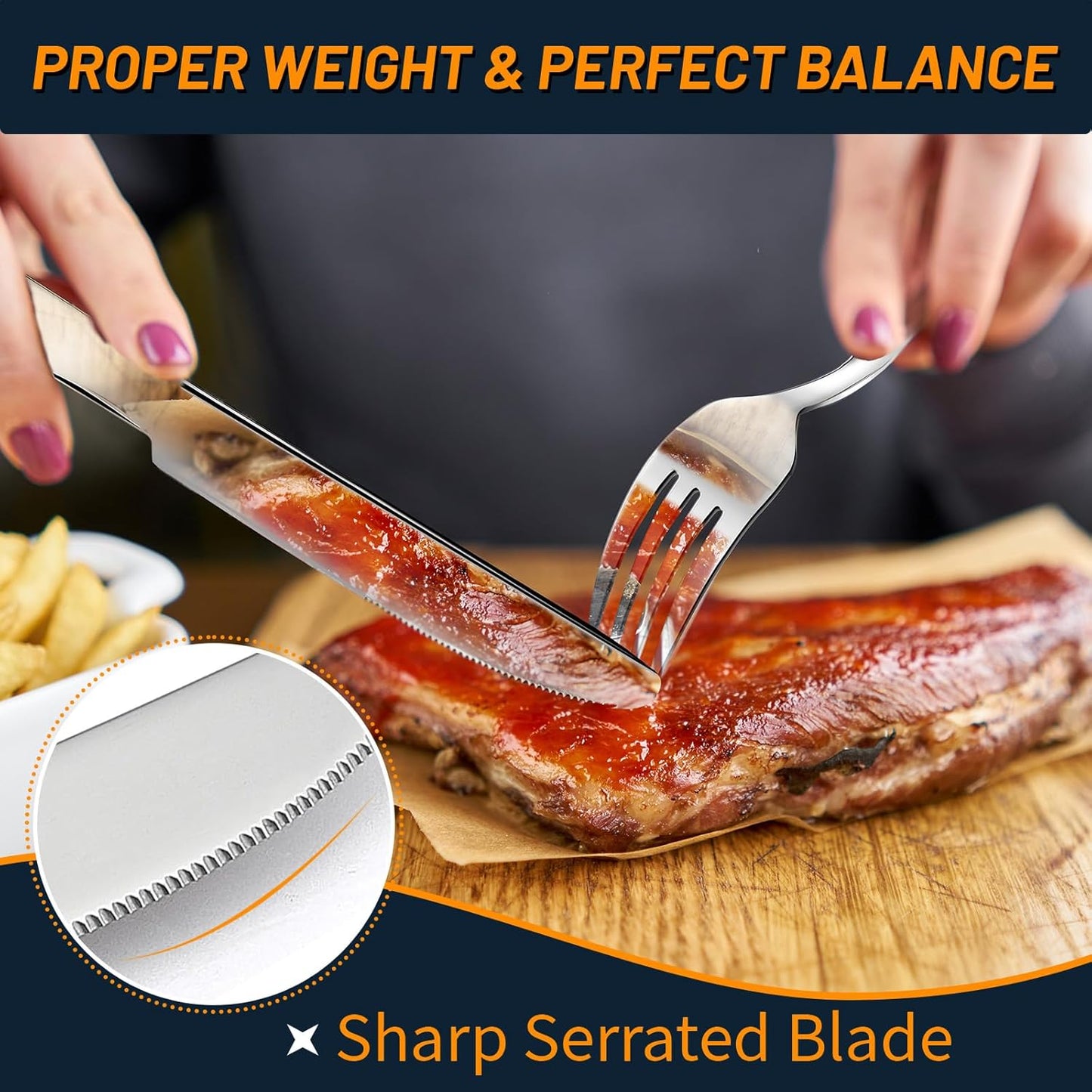 Silverware Set, 40 Piece Stainless Steel Cutlery Sets for 8, Heavy Duty Flatware, Mirror Polished Forks Spoons and Knives Set, Reusable Utensils for Home Kitchen, Dishwasher Safe