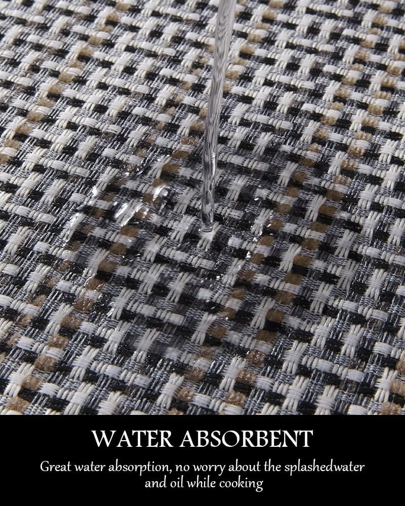 PADOOR Kitchen Mats for Floor, Kitchen Rugs Non Slip Washable, Rubber Backed Kitchen Runner Super Absorbent Kitchen Floor Mat Sink Rug, 20”x47” Brown