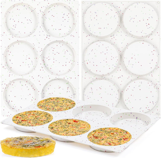 Jumbo Muffin Top Pan, 4 Inch Extra Large Egg Baking Pan for Oven Silicone Molds for Breakfast Sandwiches, English muffins, Whoopie Pies, Corn Bread, Egg bites, 3 Pack Confetti