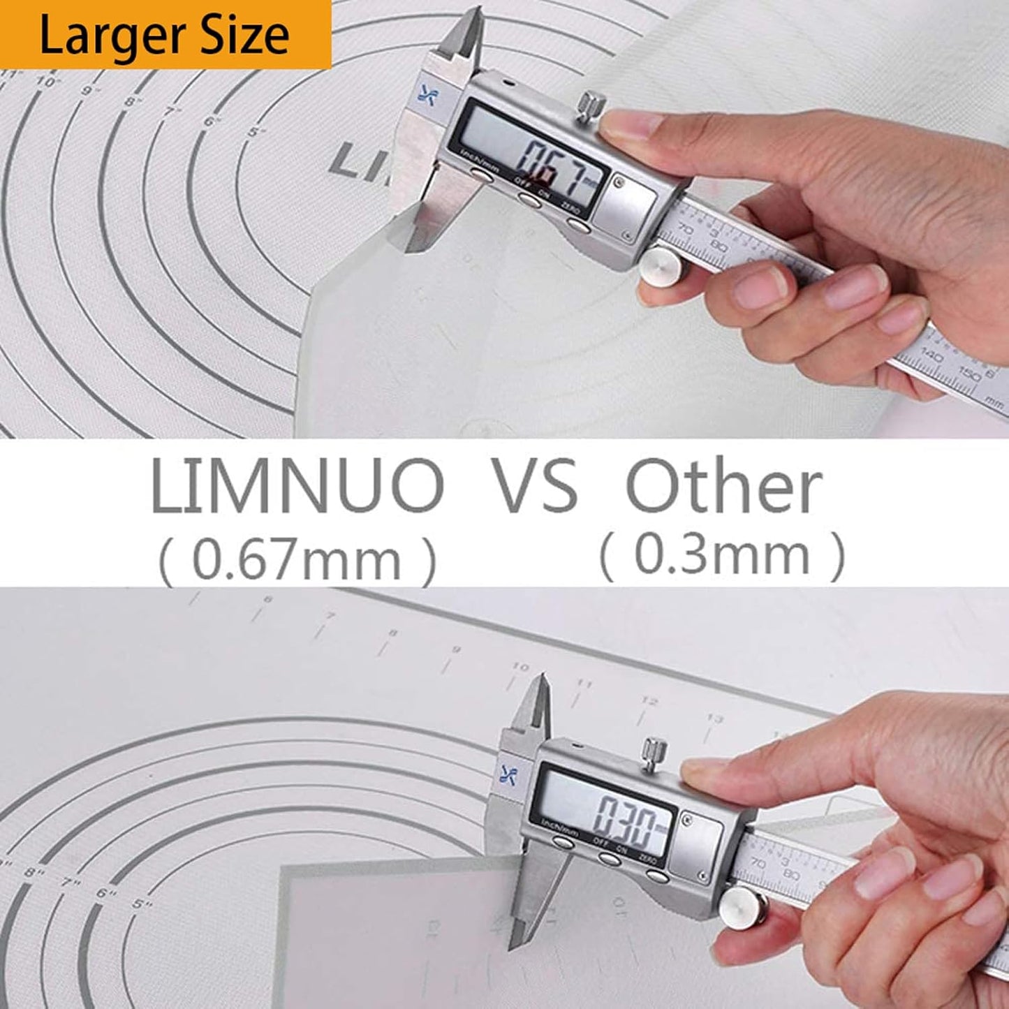 Silicone Pastry Mat Extra Thick Non Stick Baking Mat, Fondant Mat,Counter Mat,Dough Rolling Mat, Oven Liner, Pie Crust Mat