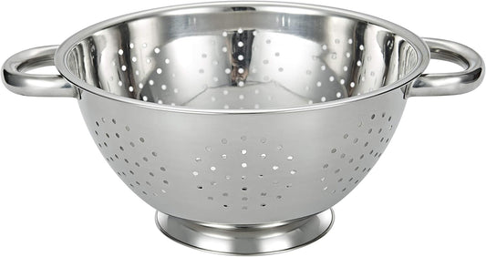 Stainless Steel Colander Mesh Metal Strainer Pasta Rice 5-Quart Strainer with Handle Dishwasher Safe (VS-02)