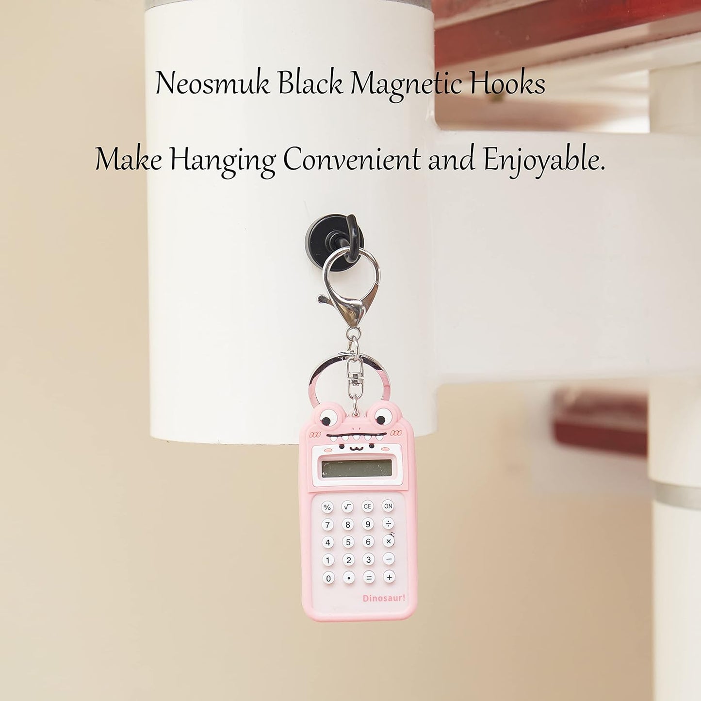 Neosmuk Black Magnetic Hooks, Heavy Duty Earth Magnets with Hook for Refrigerator, Extra Strong Cruise Hook for Hanging, Magnetic Hanger for Cabins, Grill (Black, Pack of 10)