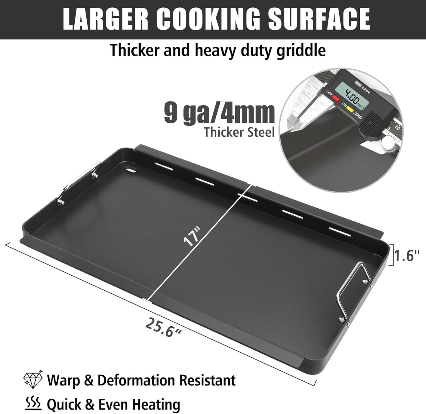 SafBbcue Full Size Griddle Inserts for Charbroil Tru Infrared 463276016 463439915 463242715 463255020 463242716 463257520 466242715 466242815 463255721 Grill, G533-0009-W1 Carbon Steel Flat Top Plate