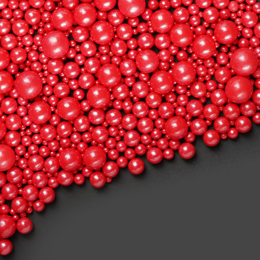 Dazzjoy Edible Christmas Red Pearl Sugar Sprinkles, Mix Size, 4.58oz, Red Sprinkles for Cupcake Decorating, Baking Cake Decorations, Wedding Party Valentines Easter Supplies