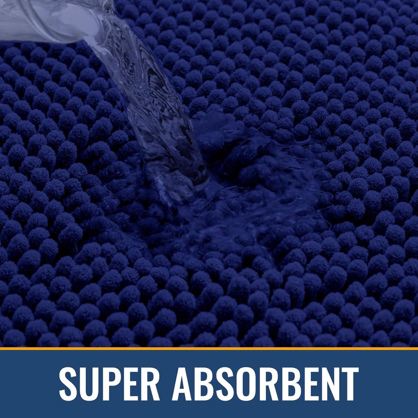 Arotive Bathroom Rugs 36x24, Extra Soft Absorbent Shaggy Chenille Bath Rugs, Machine Washable Rubber Backing Non-Slip Bath Mats for Bathroom Floor Tub and Shower, Home Decor Accessories, Navy