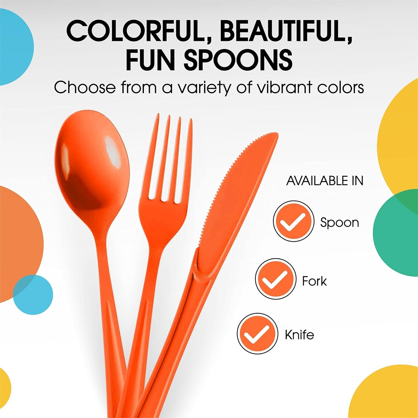 Orange Plastic Spoons 200 Pcs Orange Spoons Disposable Utensils Heavy Duty Plastic Cutlery Set Disposable Cutlery Sets Flatware Sets Silverware Set Party Supplies & Party Tableware Party Solids
