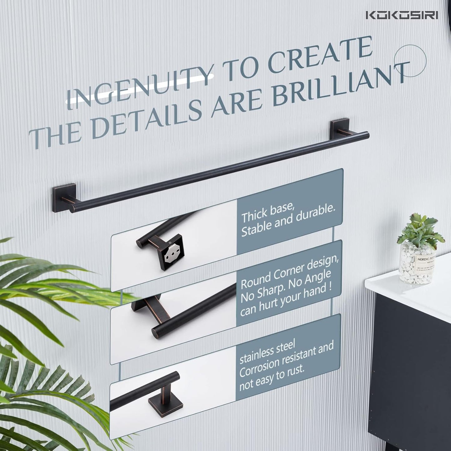 KOKOSIRI Bathroom Towel Bar 32'' Towel Holder for Bath Kitchen Cabinet Towel Rails 32 Inch Oil Rubbed Bronze Stainless Steel B4005ORB-L32