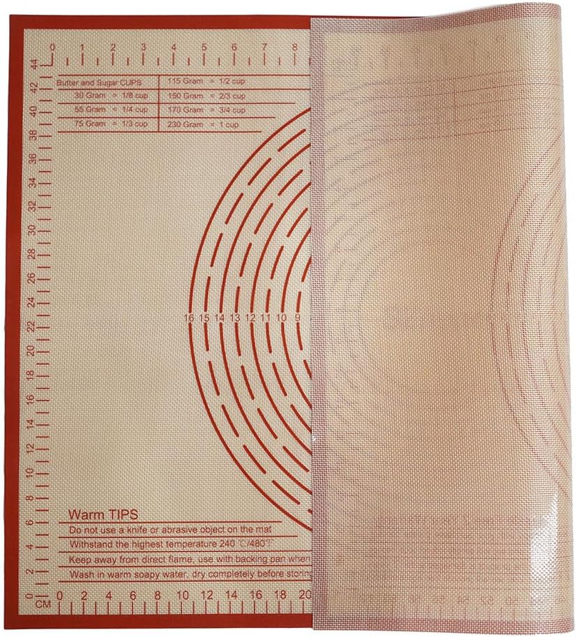 Silicone Pastry Mat 28''By 20'' Nonstick Baking Mats Non-slip Counter Mat for Dough Rolling, Pastry, Pie Crust, Fondant, Cookies, Bread, Pasta, Pizza Mat