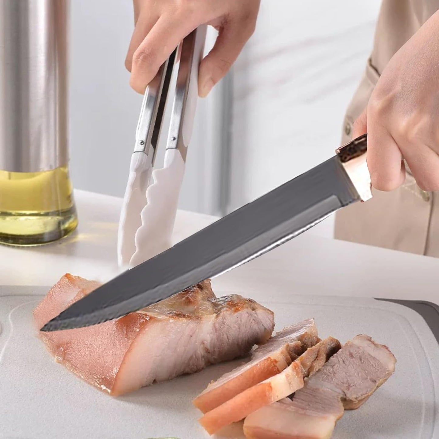 Kitchen Utensil Set with Holder, 19-Piece Silicone Cooking Tools, Wooden Handles, Available in White, Grey, Pink,Black (Black)