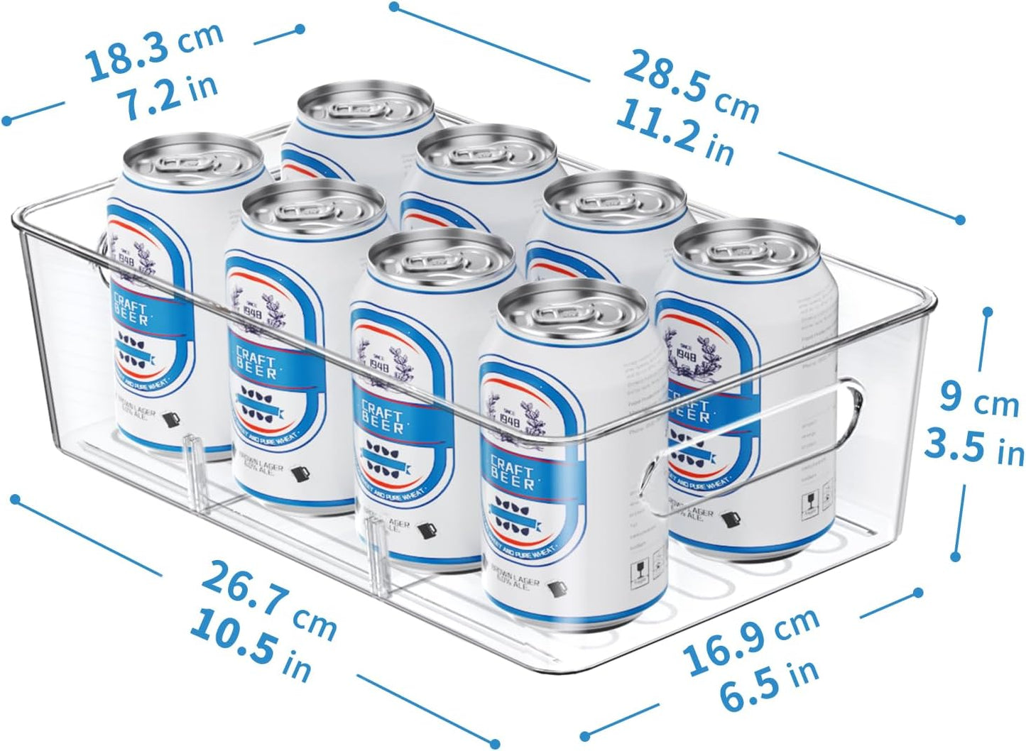 6 Pack Pantry Organizers and Storage,Clear Plastic Containers with 2 Dividers for Kitchen,Fridge Organization and Storage,Acrylic Bins for Pounches,Spice Packet,Snack organzier