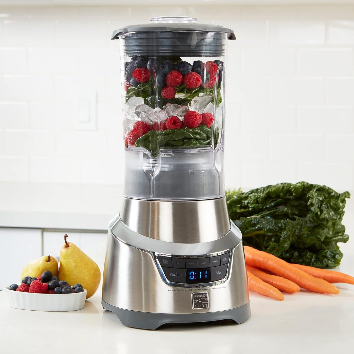 Kenmore Elite Countertop Blender - Electric Mixer, Frozen Smoothie, Shakes, Milkshake, Puree Maker, Licuadora Grinder Kitchen Appliance With Single-Serve Cup, Ice Crush, Pulse, Chop & Stir Function