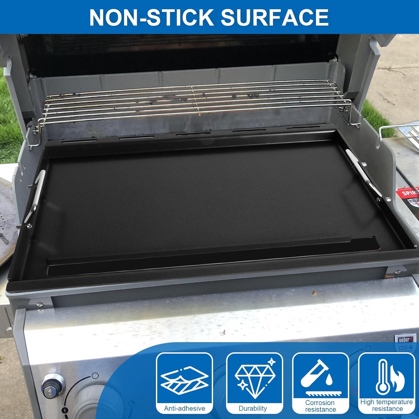 6787 Full Size Griddle Inserts for Weber GS4 Spirit I & II 300 Series Flat Top Grill Plate with Handles for Weber Spirit 2 E310 E330 E320 E330, S310 S315 Grill Parts