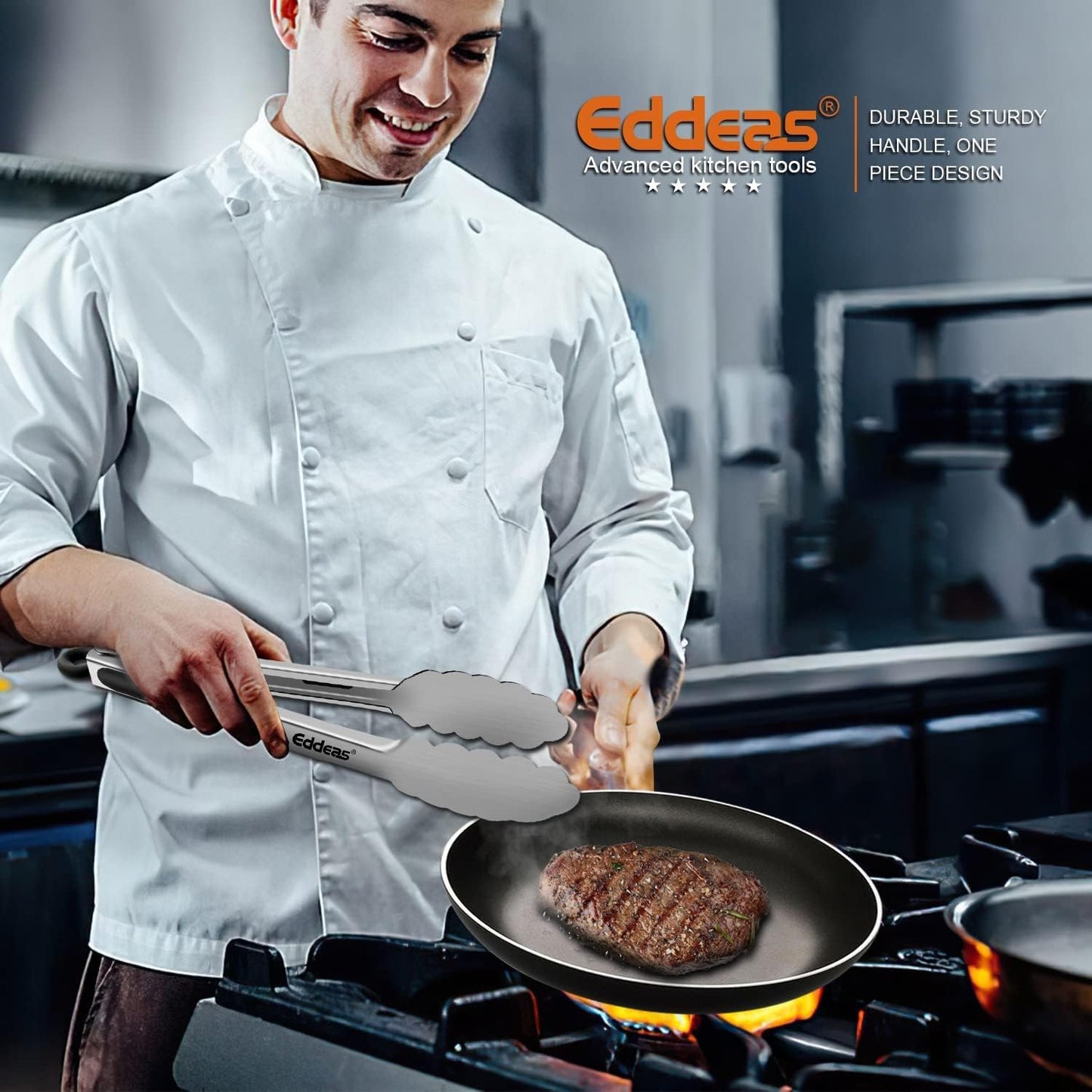 Grill Tongs, Bbq tongs - 12" and 17 Inch Extra Long Kitchen Tong, Heat Resistant 600 Degrees Stainless Steel tongs, Metal Locking Tong for Cooking, Grilling, Outdoor Barbecue, Set of 2