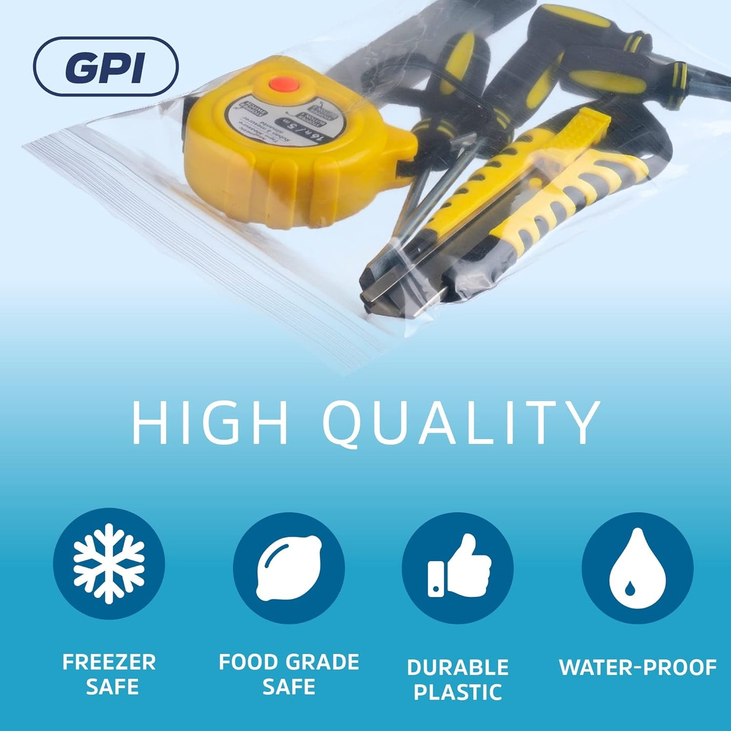 CLEAR PLASTIC RECLOSABLE ZIP BAGS - Bulk GPI Case Of 1000 6" x 8" 4mil Thick Heavy Duty, Strong & Durable Poly Baggies With Resealable Zipper Lock For Travel, Storage, Packaging & Shipping.