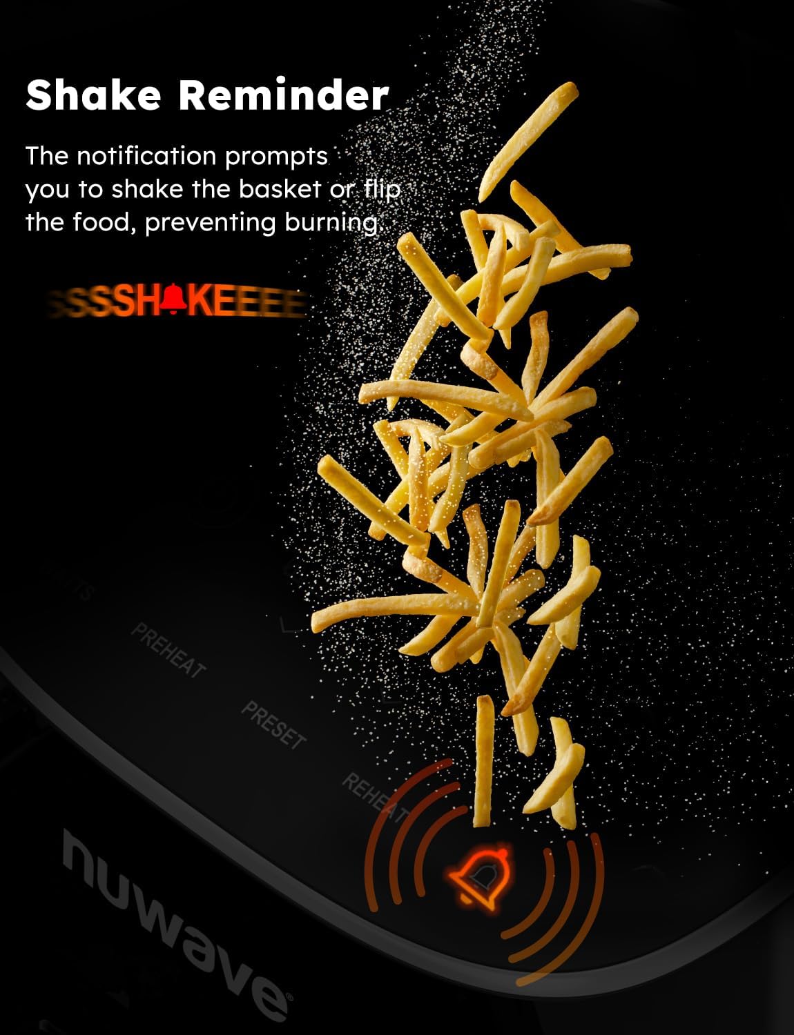 Nuwave Brio Plus 8 Qt Air Fryer, PFAS Free, New & Improved, Digital Touch Screen, Cool White Display, 50°F~400°F in Precise 5°, 5 Cook Functions, 100 Presets & 50 Memory, 3 Wattages 700, 1500, 1800