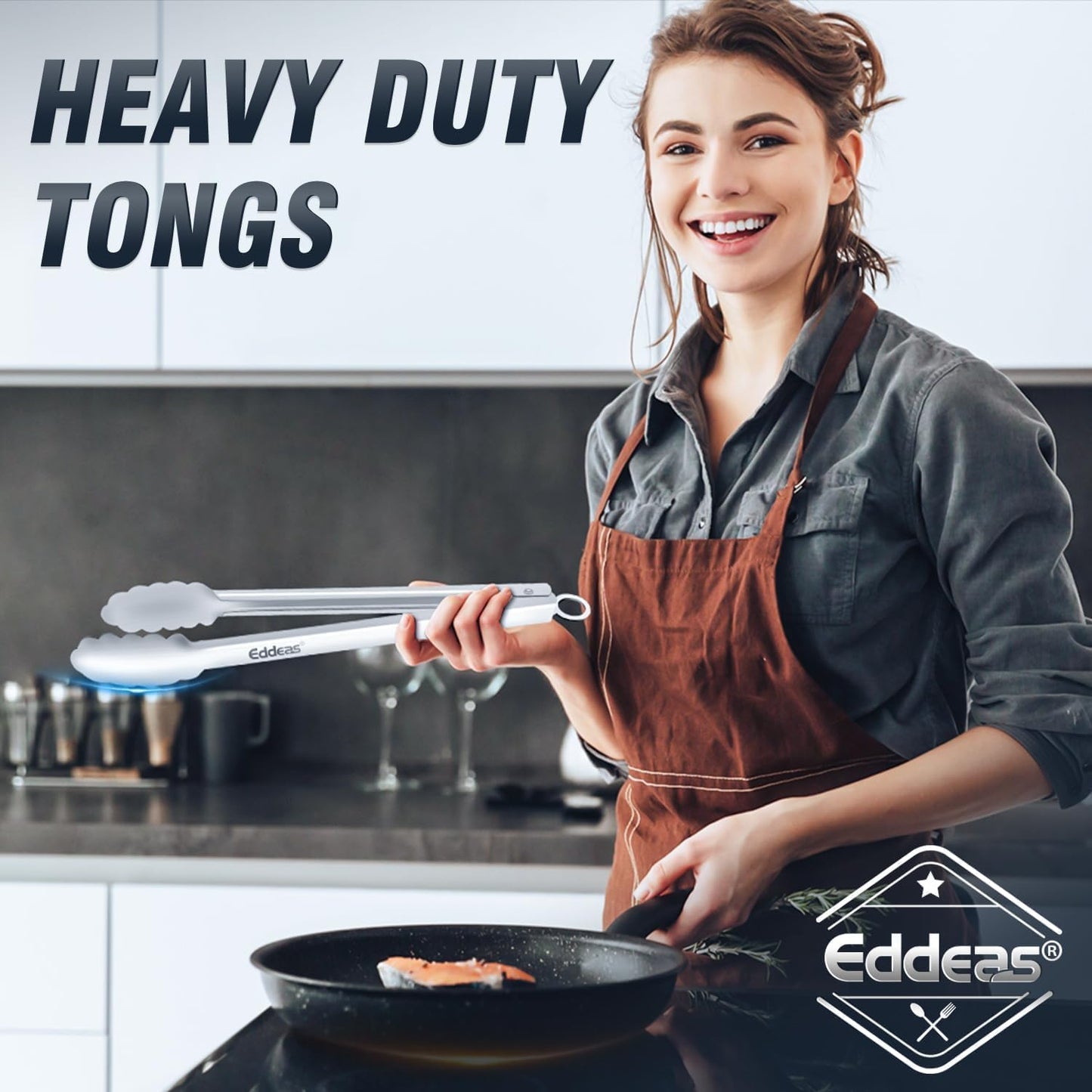 Grill Tongs, 600 Degrees Heat Resistant 17 Inch Extra Long BBQ Tongs, All Metal Kitchen tongs, Heavy Duty Stainless Steel Locking Tongs for Cooking, Grilling, Barbecue/BBQ, Buffet, 2 Pack