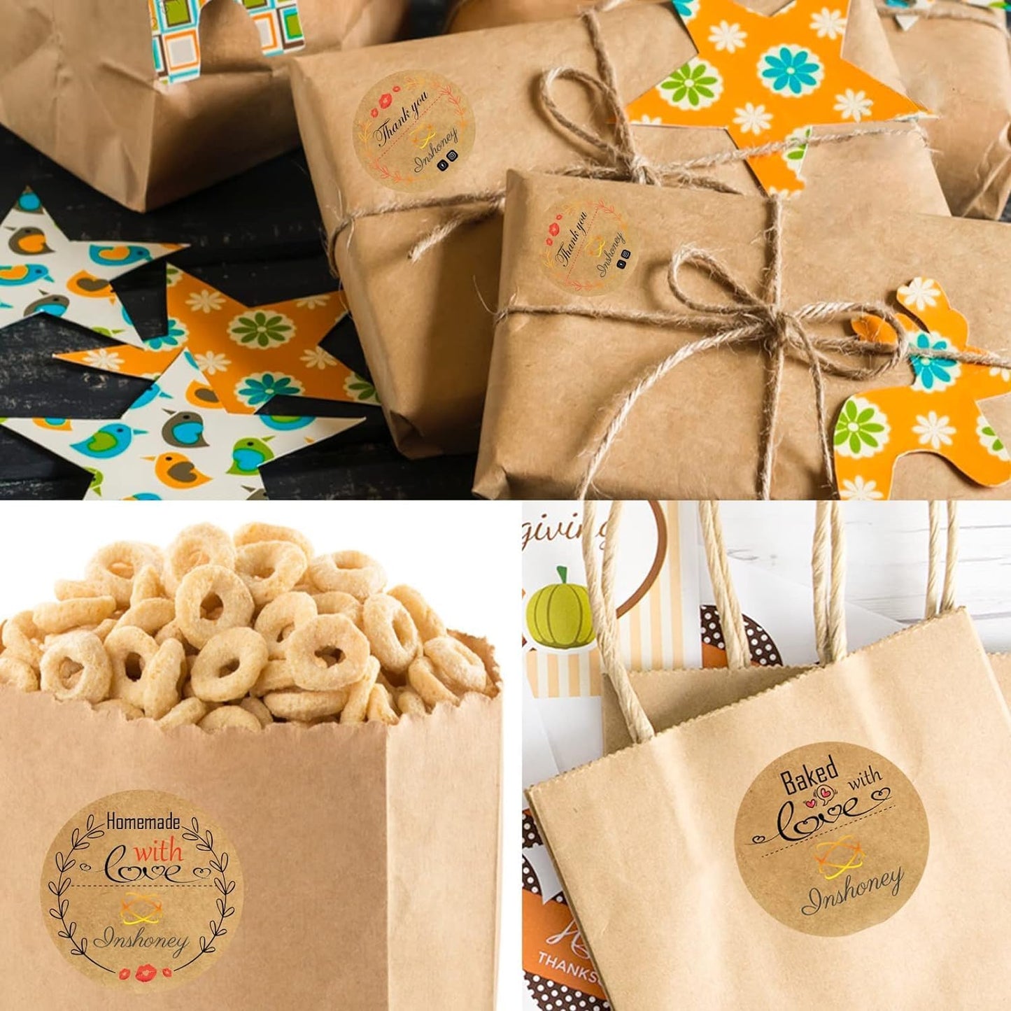 Custom Stickers Kraft Paper Labels Personalized Withe Text, Business Logo Customized Food Jars Labels Bakery Label Sticker Package Favor Canning Circle 100pcs (Style 15)