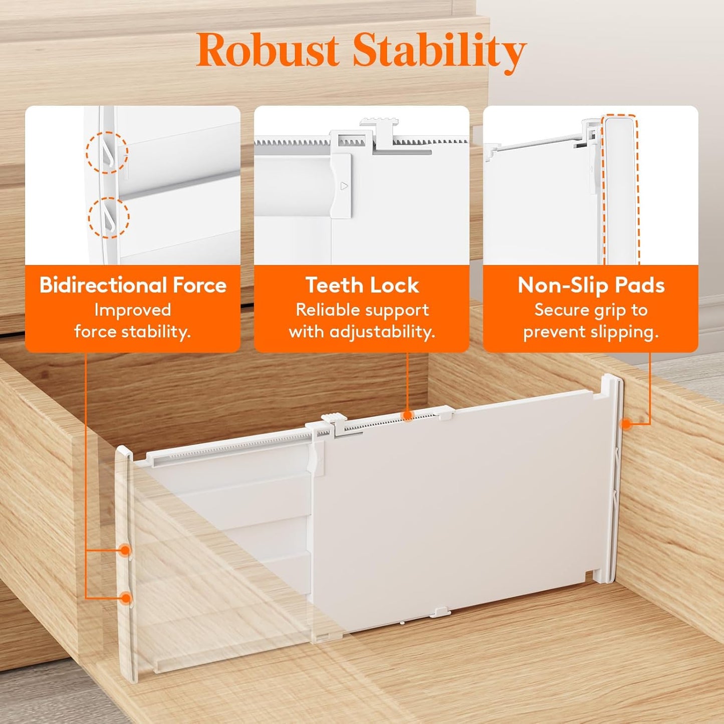 Lifewit 8 Pack Deep Drawer Dividers 8" High, 13.8-22.5" Adjustable Dresser Drawer Divider, Plastic Drawer Organizer for Clothes, Tall Drawers Separators for Dresser, Kitchen, Bedroom, Bathroom, Office