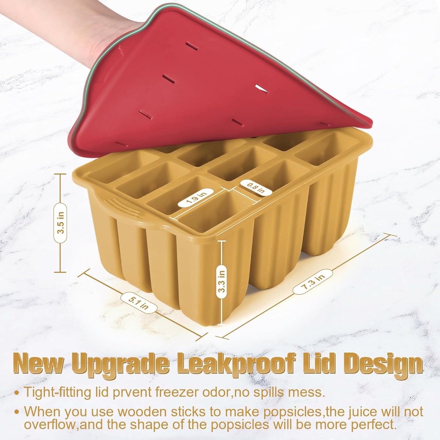 Silicone Popsicles Molds,Ice Pop Cream Mold Set Homemade Toddler Popsicle Maker For Kids Para Paletas De Helado Kulfi BPA Free, with 50 Sticks, 50 Bags,50 wire Ties (Red yellow)