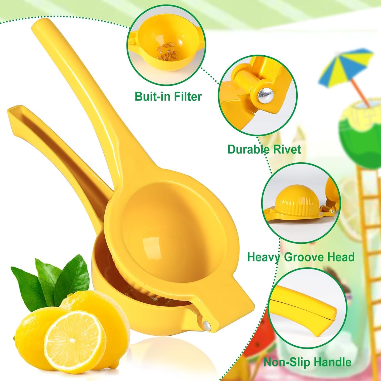TEZZ Extra Large Citrus Squeezer, Premium Heavy Duty Mental Handhelp Juicer for Lemon, 3.5 Inch Hand Press Lemon Juice Squeeze, Lime Squeezer Bar Tool, Manual Citrus Press