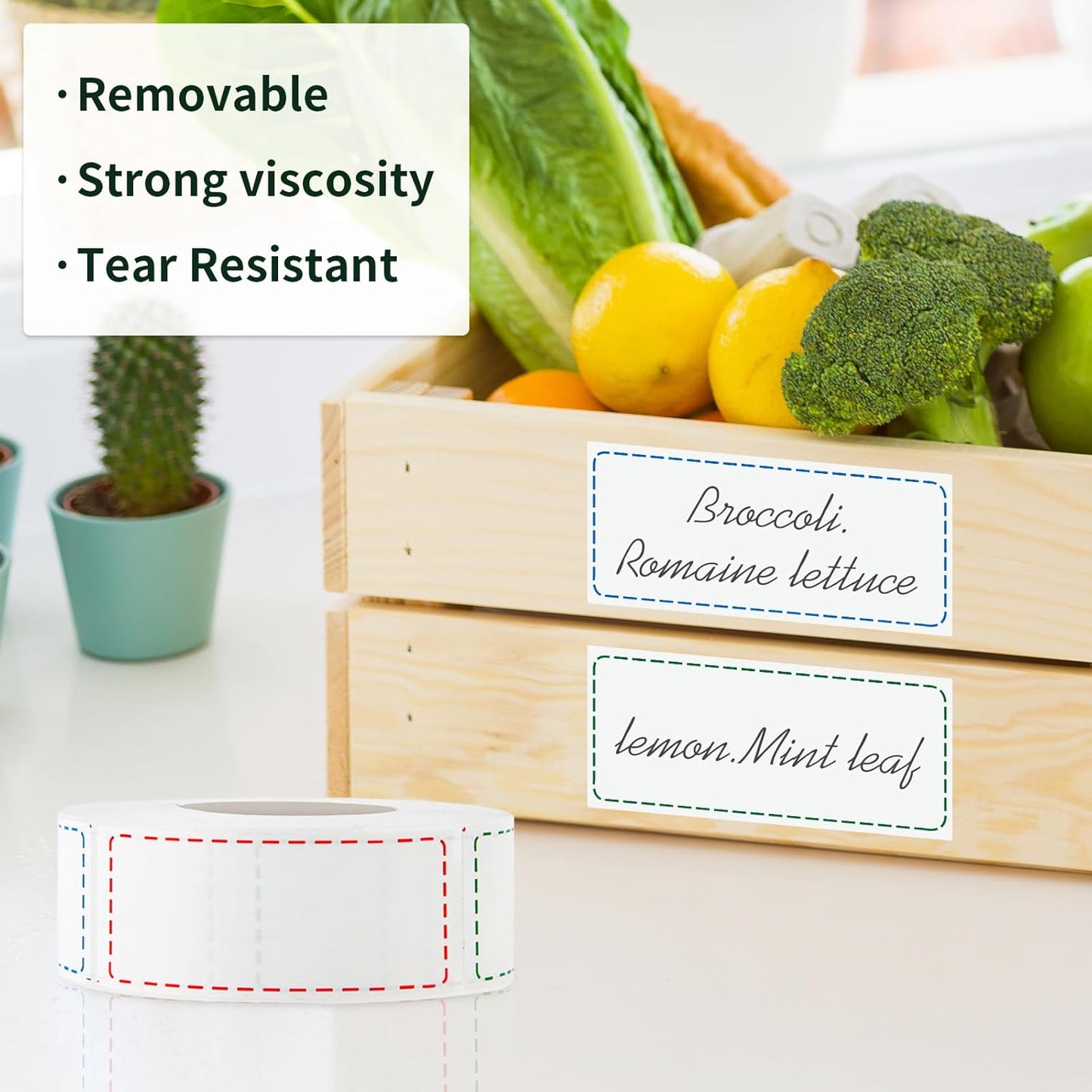 500 Removable Freezer Labels, 2x3 inches Water Oil Waterproof Stickers to Write on for Bottles Canning Containers Jars Pantry Organization Paper Name Clothes Tags Box Storage Bins Daycare, 3 Color