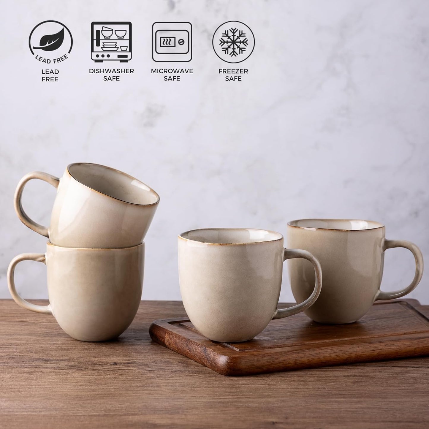 AmorArc 12oz Coffee Mugs, Ceramic Coffee Mugs set of 6 for Man, Woman, Dad, Mom, Modern Coffee Mugs with handle for Latte/Cappuccino/Milk/Cocoa. Dishwasher&Microwave Safe, Cappuccino