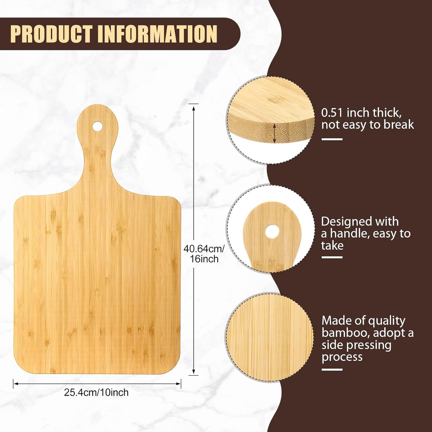 Lounsweer 6 Pcs Thicken Cutting Board Bulk Wood Board for Chopping Serving Charcuterie Material for Laser Engraving Mother' Day Wedding Housewarming Gift(Bamboo,16 x 10 Inches)