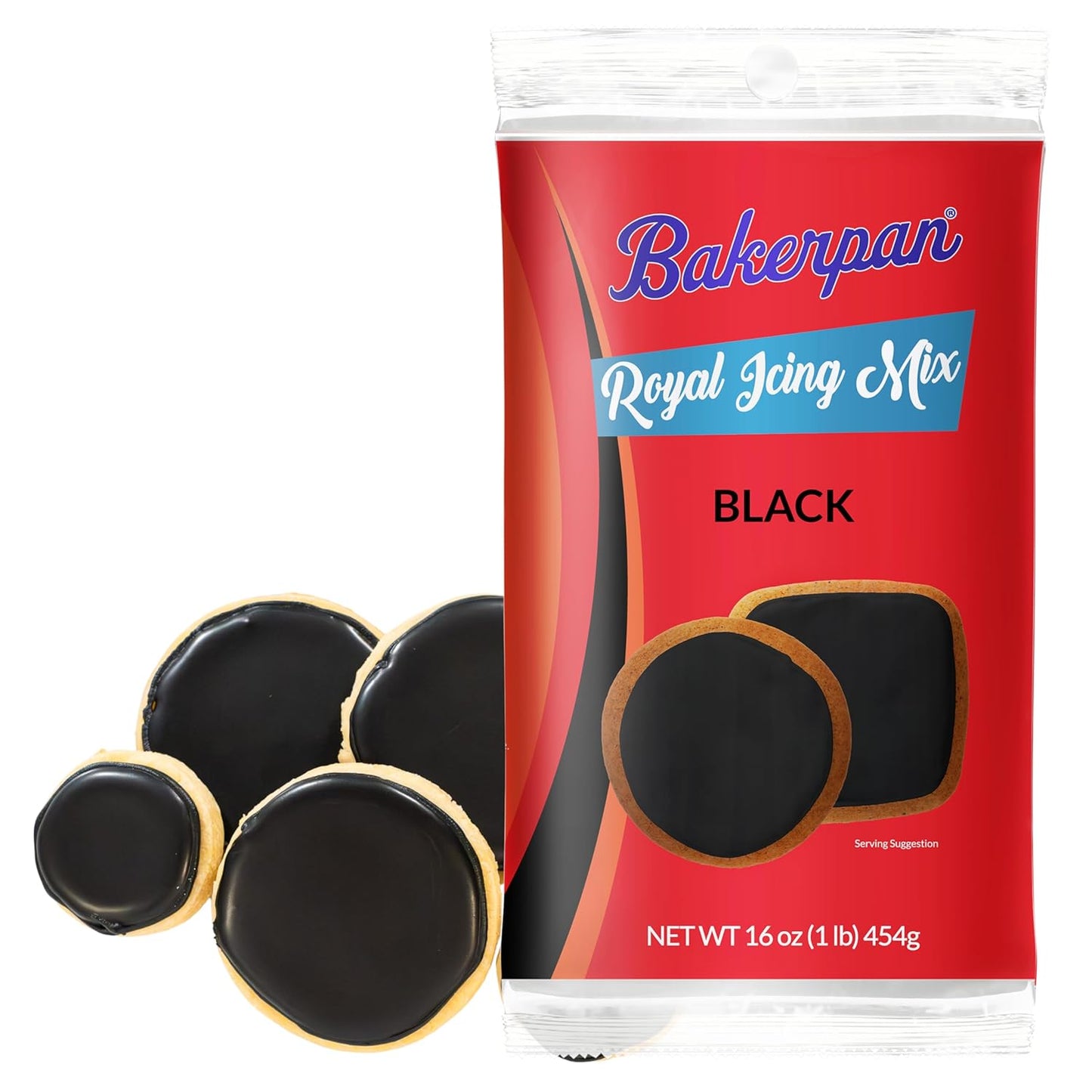 Bakerpan Black Royal Icing Mix for Decorating Cookies and Cakes - 16 Ounces (1 lb) (Made in USA)