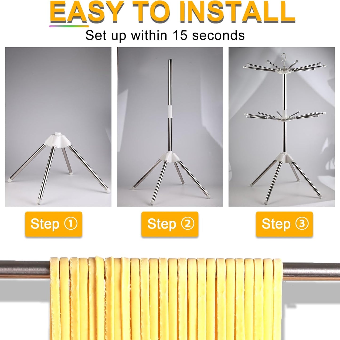 Pasta Drying Rack, Large Pasta Rack with 20 Arms, Pasta Drying Rack Collapsible for Homemade Fresh Spaghetti