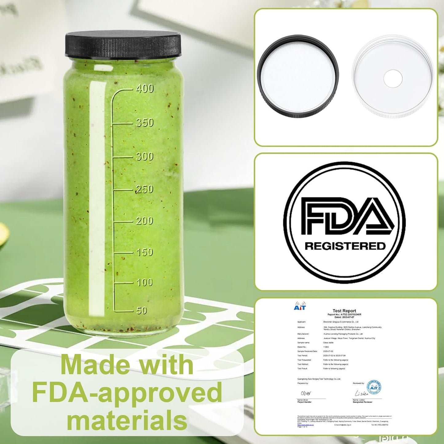 Ruckae 16oz 12 Pack Juice Bottles, Glass Bottles Juicing with Lids, Smoothie Cup Lids and Straws, Water Bottle Mason Jar Drinking Glasses for Juicing, Smoothies, Kombucha