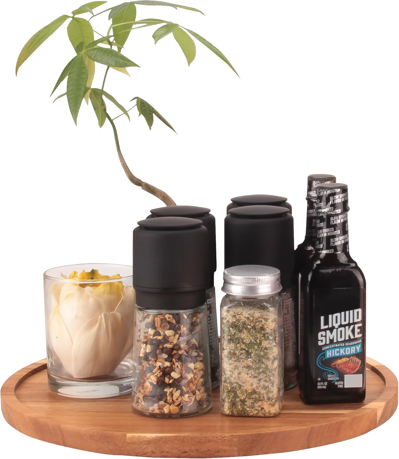 12 inch Wooden Lazy Susan Turntable for Cabinet, Acacia Lazy Susan Organizer for Table Top, Cabinet Fridge, Countertop, Pantry