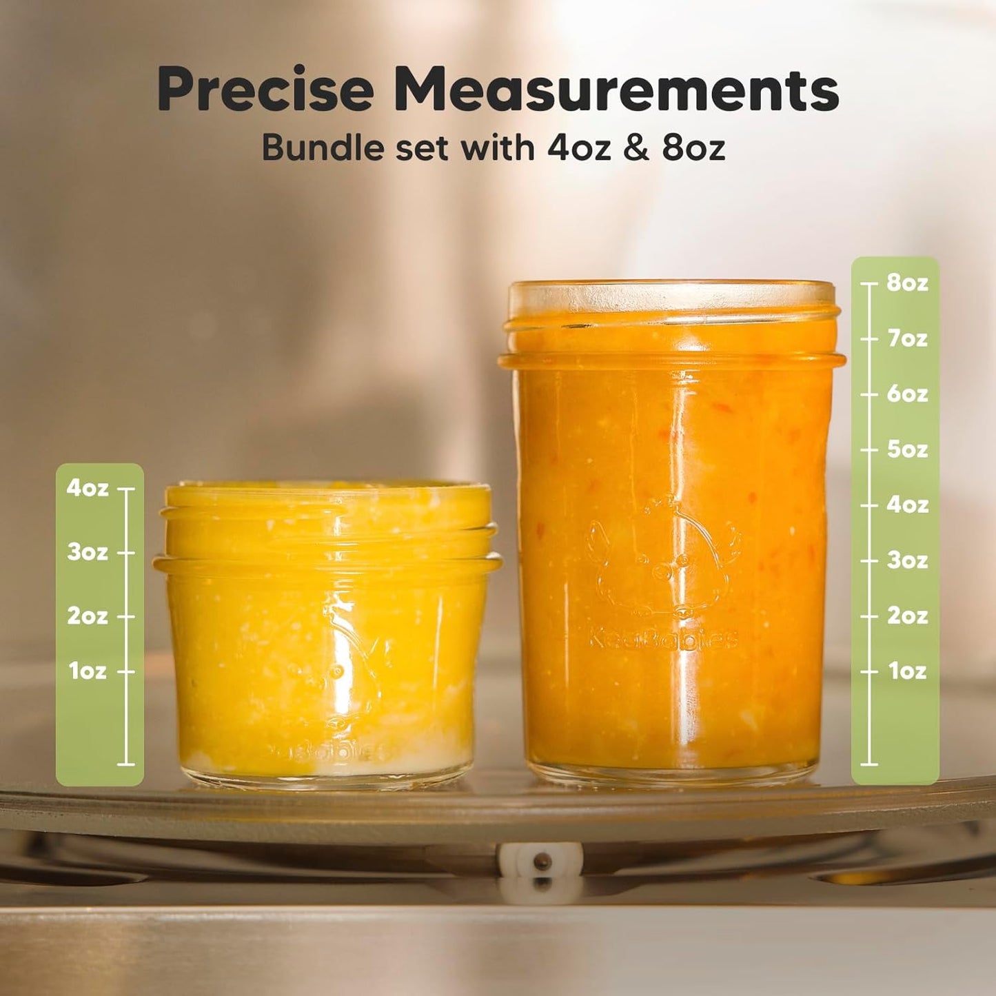 KeaBabies 4pk 8oz & 4pk 4oz Glass Baby Food Containers with Lids - Leak-Proof,Microwavable Small Glass Jars,Baby Purees & Toddler Snack Storage Containers,BPA-Free,Dishwasher & Freezer Safe(Musk Dusk)