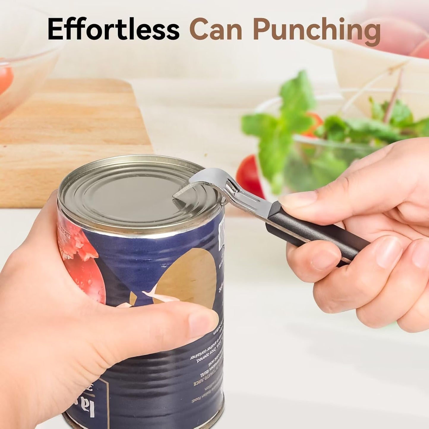 Can Punch Opener with Non-Slip Handle, 2-in-1 Stainless Steel Beer Bottle and Can Opener, Rust-Resistant and Compact, for Kitchen, Bar, Camping