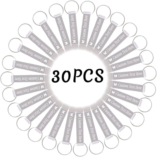 30PCS Personalized Bottle Opener Keychain Bulk Custom Beer Bottle Opener with Logo Text Engraved Wedding Bottle Opener Favors Customized Gifts for Guests Baby Shower Birthday Party-Silver