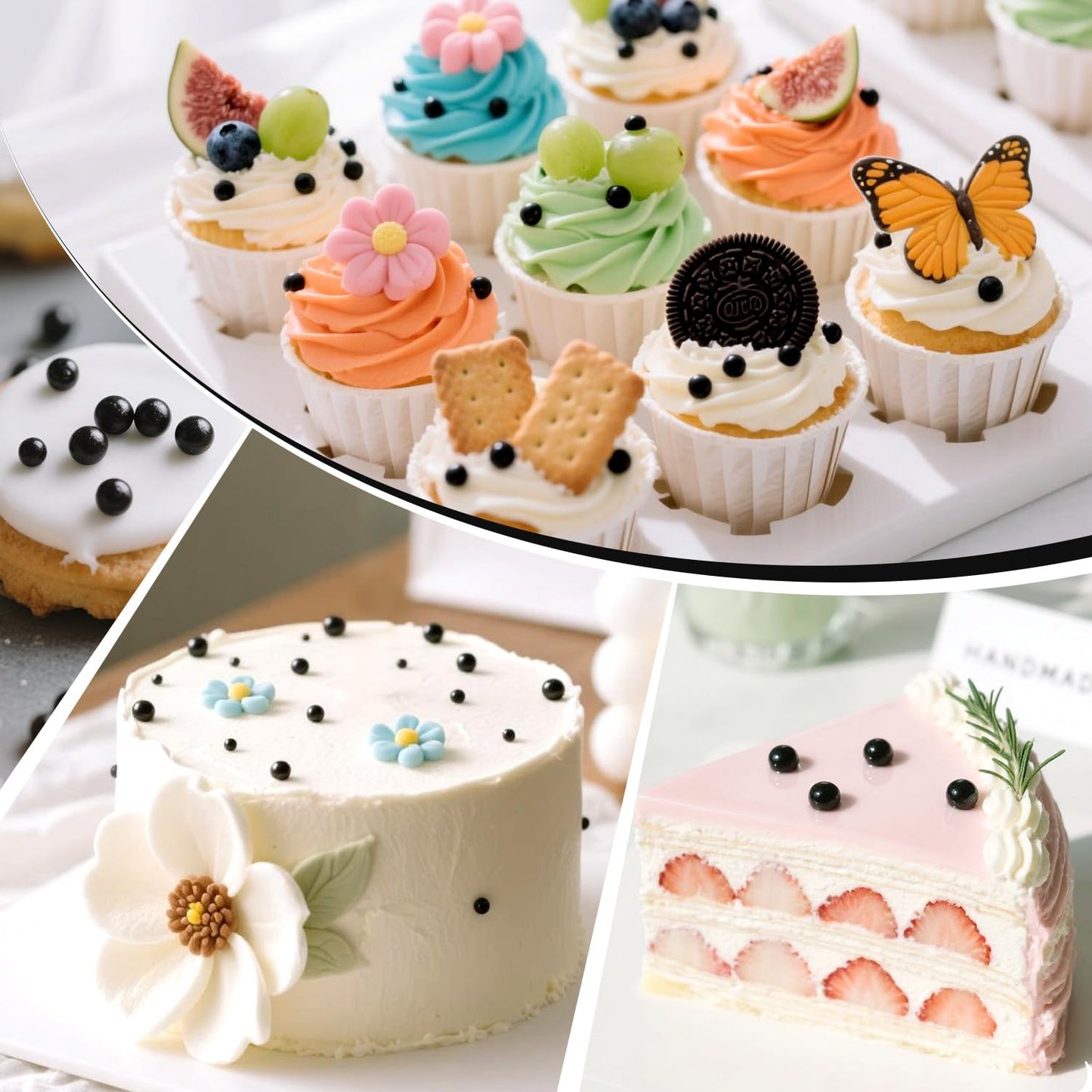 Black Pearl Sugar Sprinkles, Edible Black Sprinkles for Cake Decorating, 150g/5.29oz, Baking Cake Decorations, Ice Cream Toppers, Cupcakes, Cookies, Birthday, Wedding Party Chirstmas Supplies