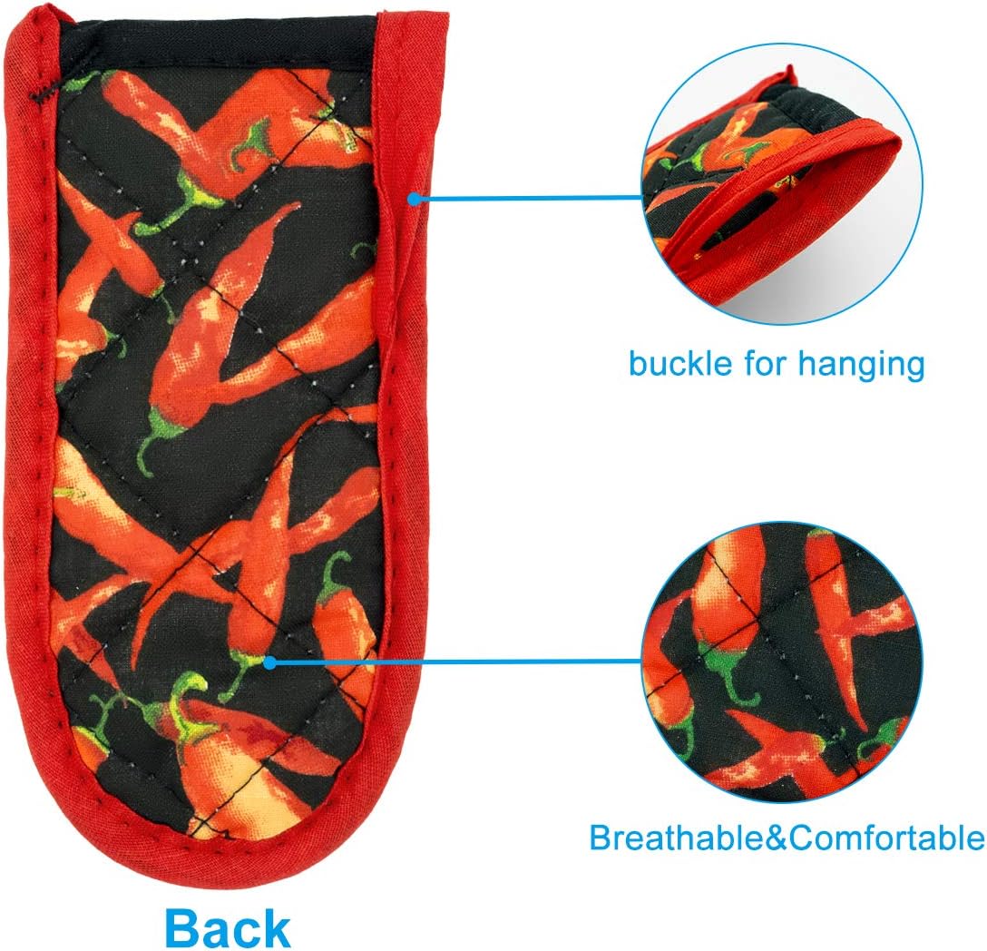 Evoio Cast Iron Skillet Handle Covers, Pan Pot Handle Covers Heat Resistant, Hot Handle Covers, Pan Pot Cast Iron Handle Holder Sleeves Mitt for Kitchen, BBQ and Baking Cookware (2-Pack Red Pepper)