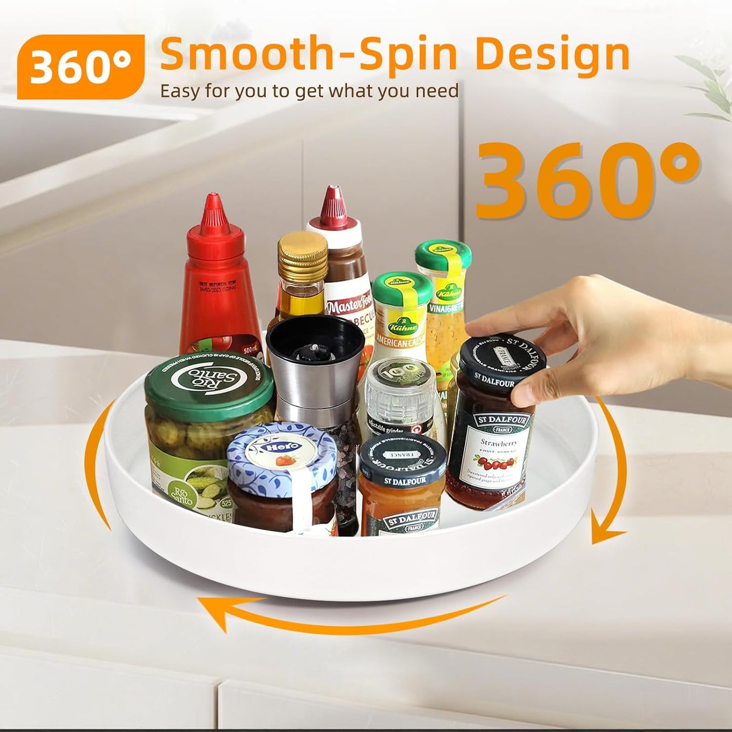 Metal Lazy Susan Organizer, 10 Inch Anti-Rust Turntable for Cabinet, Kitchen, Dining Table, Bathroom – Rotating Spice Rack, Spinner Storage, Round Carousel Organizer for Countertop White