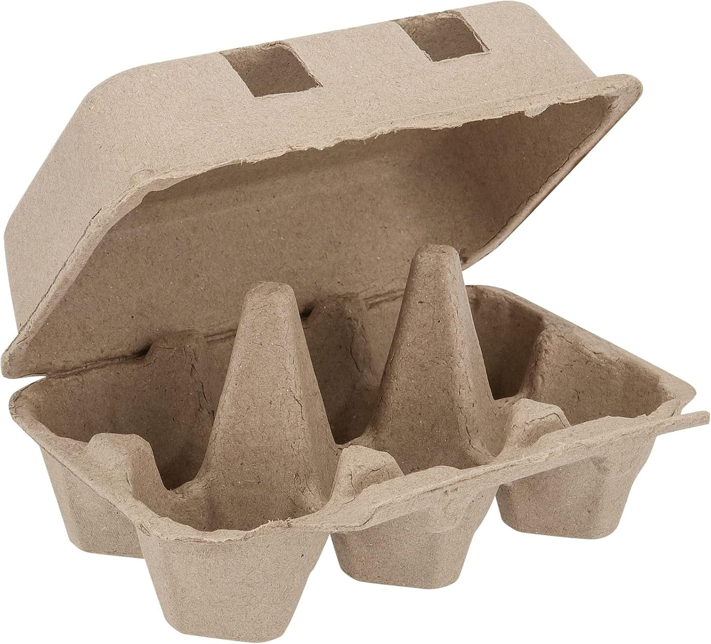 SEUNMUK 40 Pack 6 Cell Empty Egg Cartons, 6 x 3.7 x 2.7 Inch Brown Pulp Fiber Egg Tray Holder, Half Dozen Egg Container with Lids for Storing Eggs